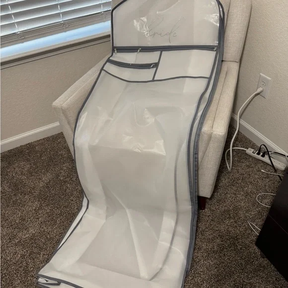 David's Bridal White and Gray Travel Garment Bag - Picture 3 of 7